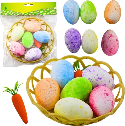 Picture of Ozdoby Wielkanocne W Koszyczku Jajka Marchewka Kolorowe 7szt LEAN