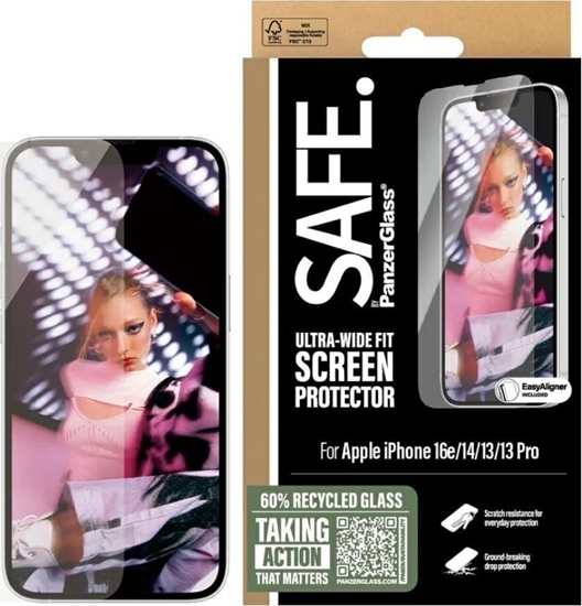 Изображение PanzerGlass Screen protector | Apple | iPhone 16e/14/13/13 Pro | Glass | Transparent | Ultra-Wide Fit W. Aligner