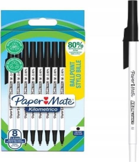 Изображение Paper Mate PAPER MATE Kugelschreiber Kilometrico Reycled M Schwarz 8er Blister