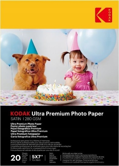 Picture of Papier KODAK Foto Fotograficzny do Drukarki 20 szt 5x7'' 13x18cm 280g SATIN / 9891-655