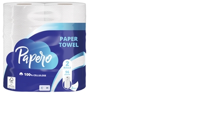 Attēls no Papīra dvieļi PAPERO, 2 slāņi, 19.2 m, 96 loksnes, 2 ruļļi