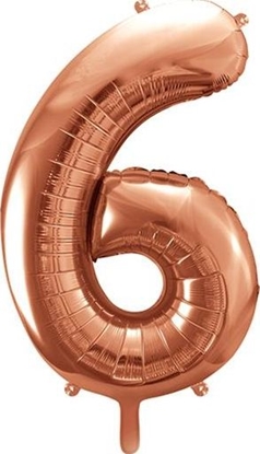Attēls no Party Deco Balon foliowy Cyfra "6", 86cm, róowe zoto uniwersalny