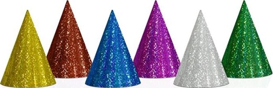Изображение Party Deco Czapeczka urodzinowa, holograficzna, mix, 16 cm, 20 szt. uniwersalny