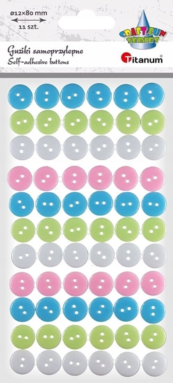 Изображение Party Deco Guziki plastikowe samoprzylepne pastel 66szt