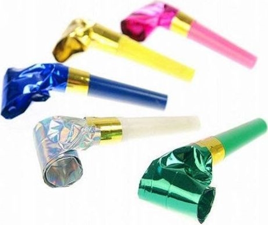Изображение Party Deco Gwizdki trbki rozwijane holograficzne - 6 szt uniwersalny