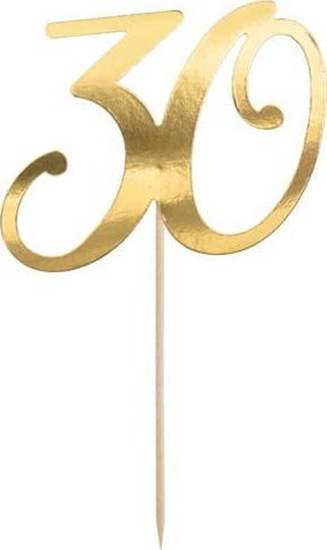 Изображение Party Deco Topper na tort "30", zoty, 20.5cm one size