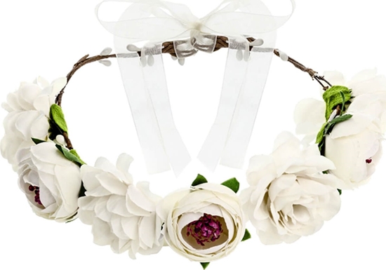 Изображение Party Deco Wianek z kwiatami biay - 1 szt. uniwersalny