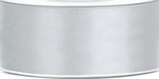 Изображение Party Deco Wstka satynowa, srebrna, 25 mm x 25 m uniwersalny