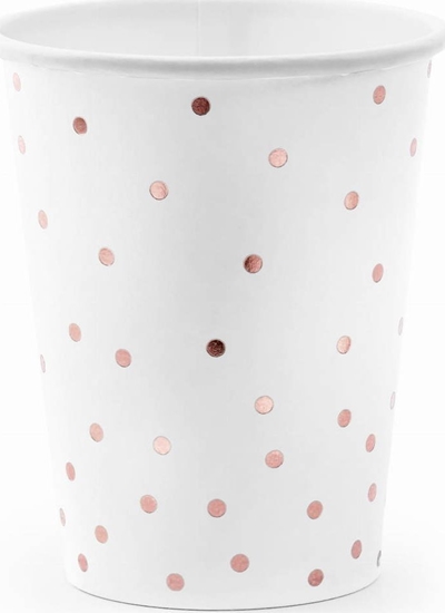 Picture of PartyDeco Kubeczki Kropki, biay, 260ml one size