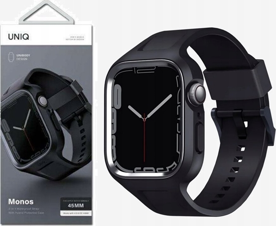 Изображение Pasek + etui UNIQ Monos 2in1 Apple Watch 4/5/6/7/8/9/SE 44/45mm czarny/midnight black