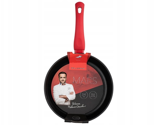 Picture of PATELNIA MARS 24 CM IND. (CZARNA, POWOKA NIEPRZYWIERALNA, UCHWYT CZERWONY)