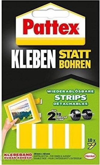 Picture of Pattex Pattex Kleben statt Bohren, Klebestrips, ablösbar, 10 ST