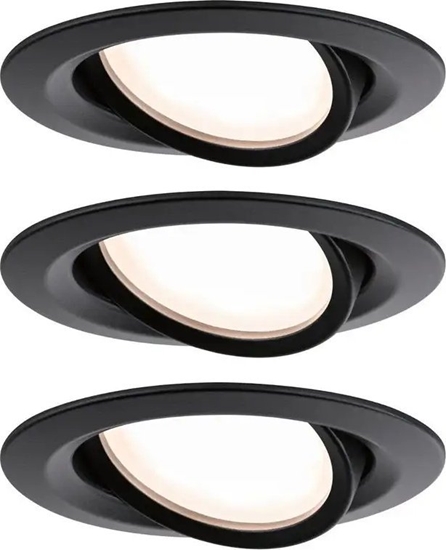 Изображение Paulmann Oprawa do wbudowania NOVA PLUS COIN LED DIM wychylna zestaw 3x6W 470lm 93mm 2700K IP65 230V czarny matowy