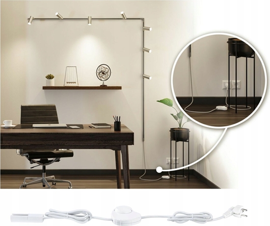 Picture of Paulmann Przewód zasilcy do szynoprzeowdu Urail 2m z wycznikiem  max.1000W chrom matowy