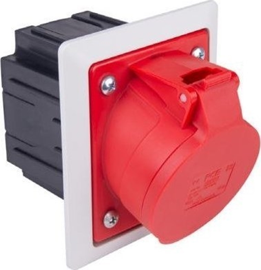Изображение PCE Gniazdo tablicowe z puszk 16A 5P 400V /80x97/ czerwone IP44 TWIST 415-6pkr