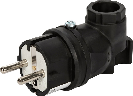 Picture of PCESP Wtyczka gumowa przenona 16A 2P+Z 230V IP44 uni-schuko ktowa PCE Taurus 05821-s czarna