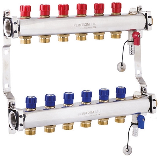 Picture of Perfexim Rozdzielacz ze stali nierdzewnej - komplet, 11 obw. PN10, Tmax +95C PHA-129A/1 11-obwodowy PN10 [1/1]