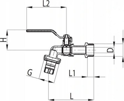 Picture of Perfexim Zawór kulowy czerpalny DN20 z dawikiem ze zczka do wa PHA-009 G3/4 Z PN16 DN20 [10/100]