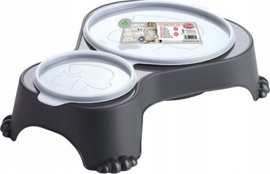 Picture of Pet Nova PET NOVA MISKA PODWÓJNA Z POKRYWK        1l+0,28l SZARA