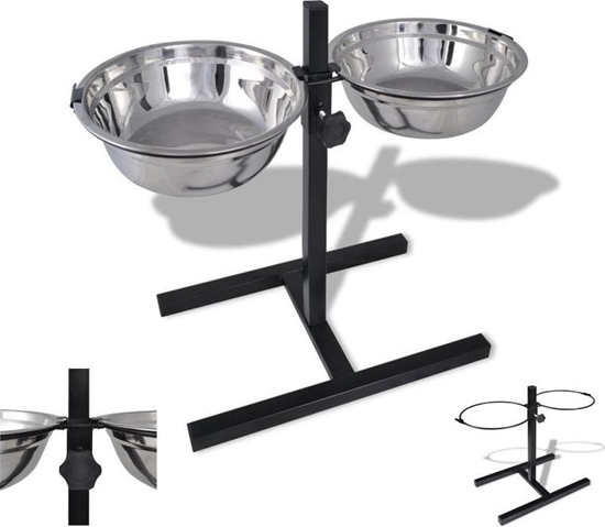 Изображение Pets Collection Miska dla psa na stojaku regulowanym 2x1,8l uniwersalny