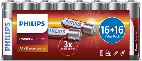 Picture of Philips Philips Power Alkaline Battery LR6P32FV/10, Single-use battery, AA, Alkaline, 1.5 V, 32 pc(s), 5 year(s)