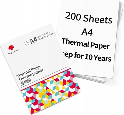 Picture of Phomemo Papier Termiczny Kartki Biay A4 210mm 200 szt. do Phomemo M832 M833 M08F / Q22-DZF2-RMSG10-A4