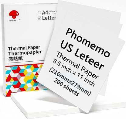 Picture of Phomemo Papier Termiczny Kartki Biay Ryza Letter 216mm 200 szt. do Phomemo M832 / Q22-ZD2-RMSG10-LTR