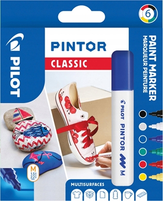 Изображение Pilot Pilot Pintor Classic, 6 pc(s), Black, Blue, Green, Red, White, Yellow, Bullet tip, Assorted colours, Round, 4.5 mm