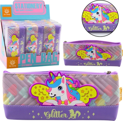 Изображение Piórnik Przybornik Szkolny z Jednorocem Fioletowy 20 x 8,5cm