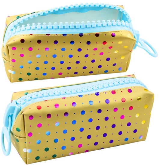 Picture of Piórnik Szkolny Organizer W Kolorowe Kropki Duy Suwak Zoty 21x8cm LEAN