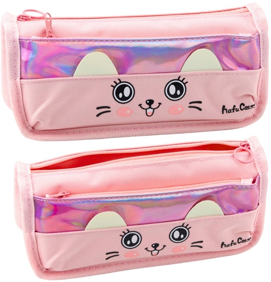 Picture of Piórnik Szkolny Z Kotem Dwie Kieszenie Róowy 21,5cm LEAN