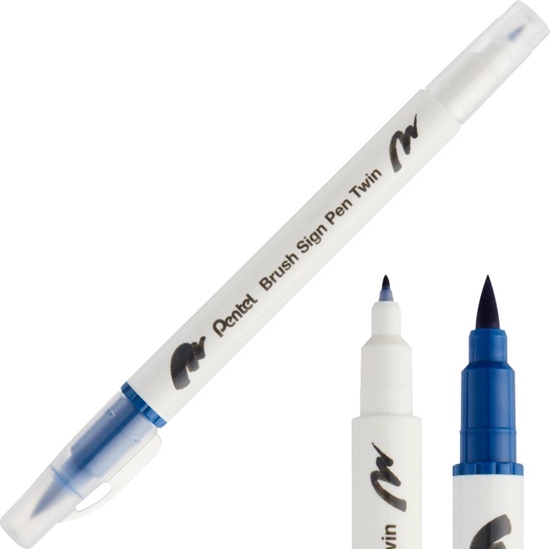 Picture of Pentel Pisak Brush Dwustronny Stalowo Niebieski SESW30C-T117