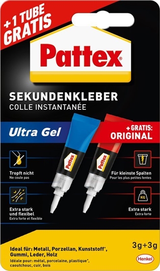 Picture of Pistolet do kleju Pattex Pattex Sekundenkleber 1x Ultragel 3g  1x Flüssig 3g gratis