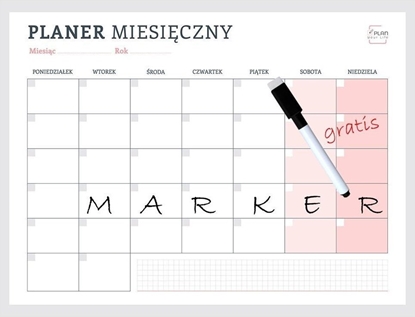 Изображение Plan your life Planer magnetyczny miesiczny róowy + marker
