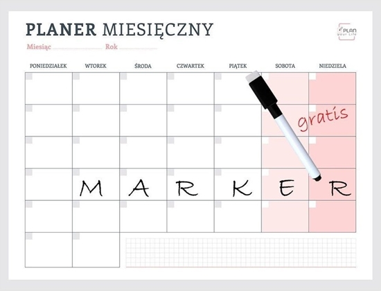 Picture of Plan your life Planer magnetyczny miesiczny róowy + marker