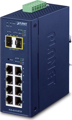 Picture of PLANET IP30 Industrial L2/L4 8-Port Zarzdzany L2/L4 Gigabit Ethernet (10/100/1000) Niebieski