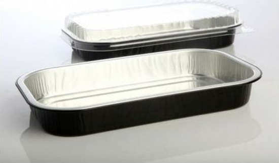 Picture of Plus Pack Låg dome t/foliebakke sort/alu D-PET 241x145x25mm 100stk/pak - (100 stk.)