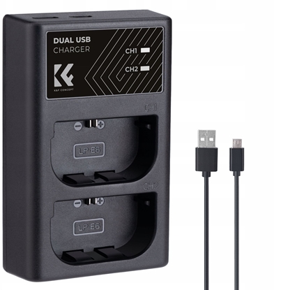 Picture of Podwójna adowarka Usb Do Lp-e6 N Nh Canon Eos R5 R6 R 5d 90d 6d 7d 80d K&f / Kf28.0007