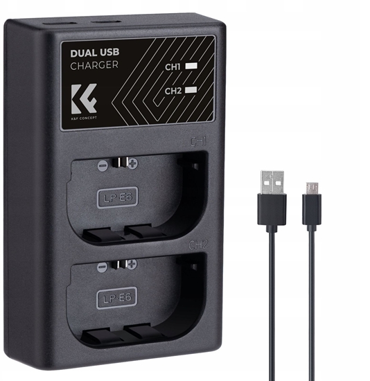 Picture of Podwójna adowarka Usb Do Lp-e6 N Nh Canon Eos R5 R6 R 5d 90d 6d 7d 80d K&f / Kf28.0007