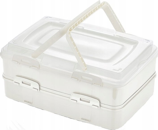 Picture of POJEMNIK BOX NA CIASTO - PODWÓJNY ECRU DO PRZENOSZENIA