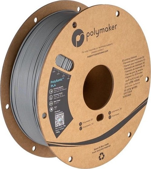 Изображение Poly Filament Polymaker PolySonic High Speed PLA 1,75mm 1kg - Grey}