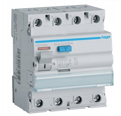 Attēls no Polot Wycznik rónicowoprdowy Hager 3 FAZ. 25A 30MA AC (CD426J) CDC425J