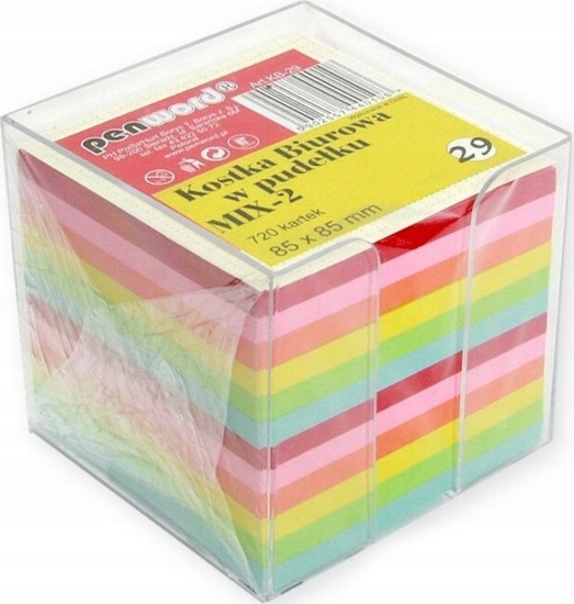 Изображение Polsirhurt Kostka biurowa 720 kartek w pudeku 85x85x70mm kolorowe KB-29