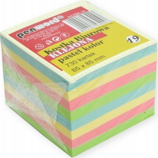 Изображение Polsirhurt Kostka biurowa klejona 730 kartek 85x85x70mm pastelowe kolory KBK-19