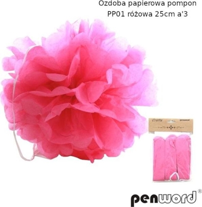 Attēls no Polsirhurt Pompon papierowy róowy 25cm pp01