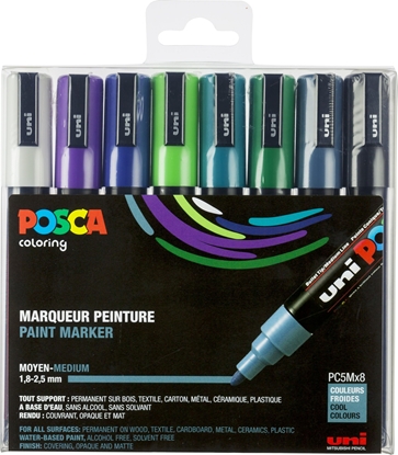 Picture of Posca Markery Uni PC-5M, 8 zestawów Cool Colors