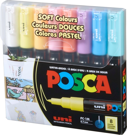 Picture of Posca Posca - PC1MC - Extra Fine Bullet Tip Pen - Soft Colors, 8 pc /Arts and Crafts