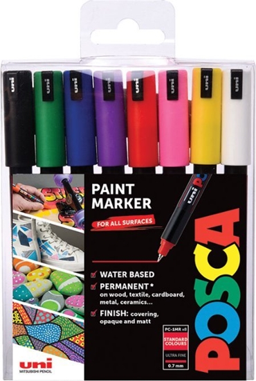 Picture of Posca Posca - PC1MR - Extra Fine Tip Pen - Basic Colors, 8 pc /Arts and Crafts /8