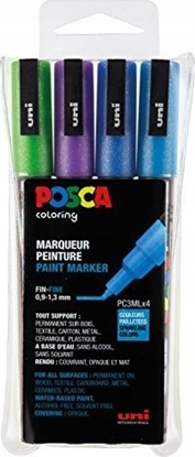 Picture of Posca POSCA marker sæt PC-3M, 4 ass. Glitter farver, cool