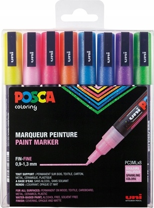 Picture of Posca POSCA Marker UNI PC-3M 8er Set Glitter